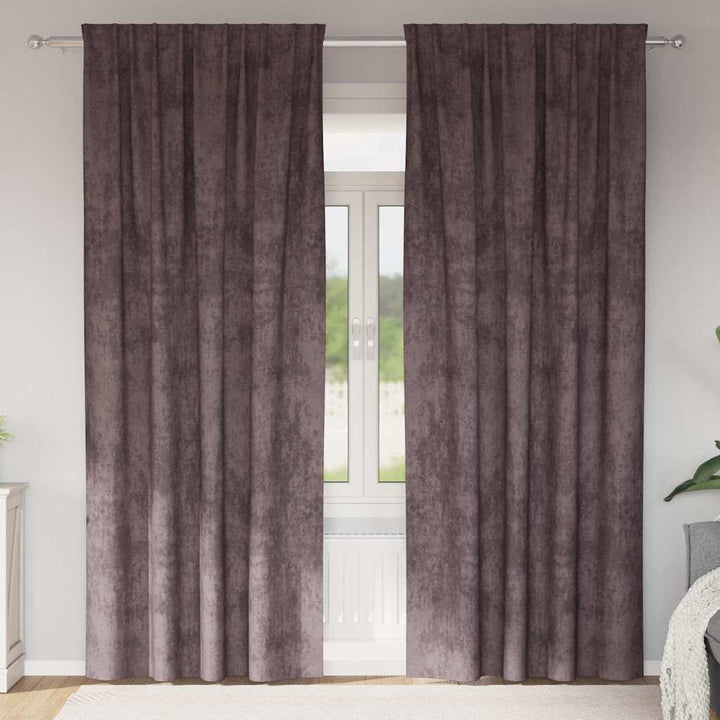 Velour Gardiner 2 stk. Brun 225 x 140 cm Fløjl