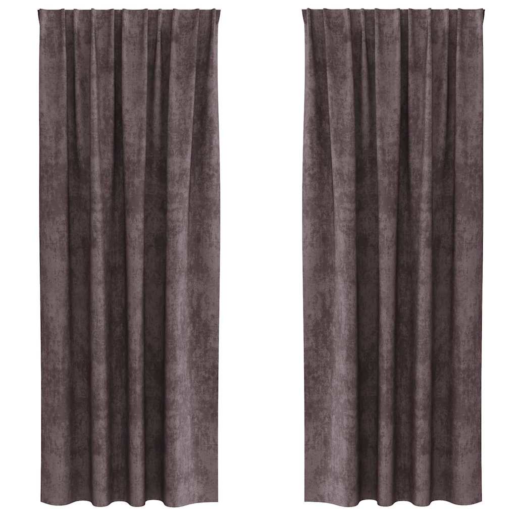 Velour Gardiner 2 stk. Brun 225 x 140 cm Fløjl