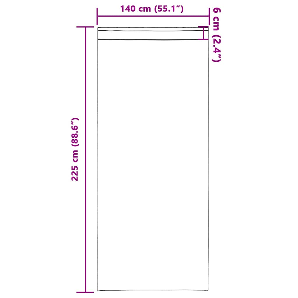 Velour Gardiner 2 stk. Brun 225 x 140 cm Fløjl
