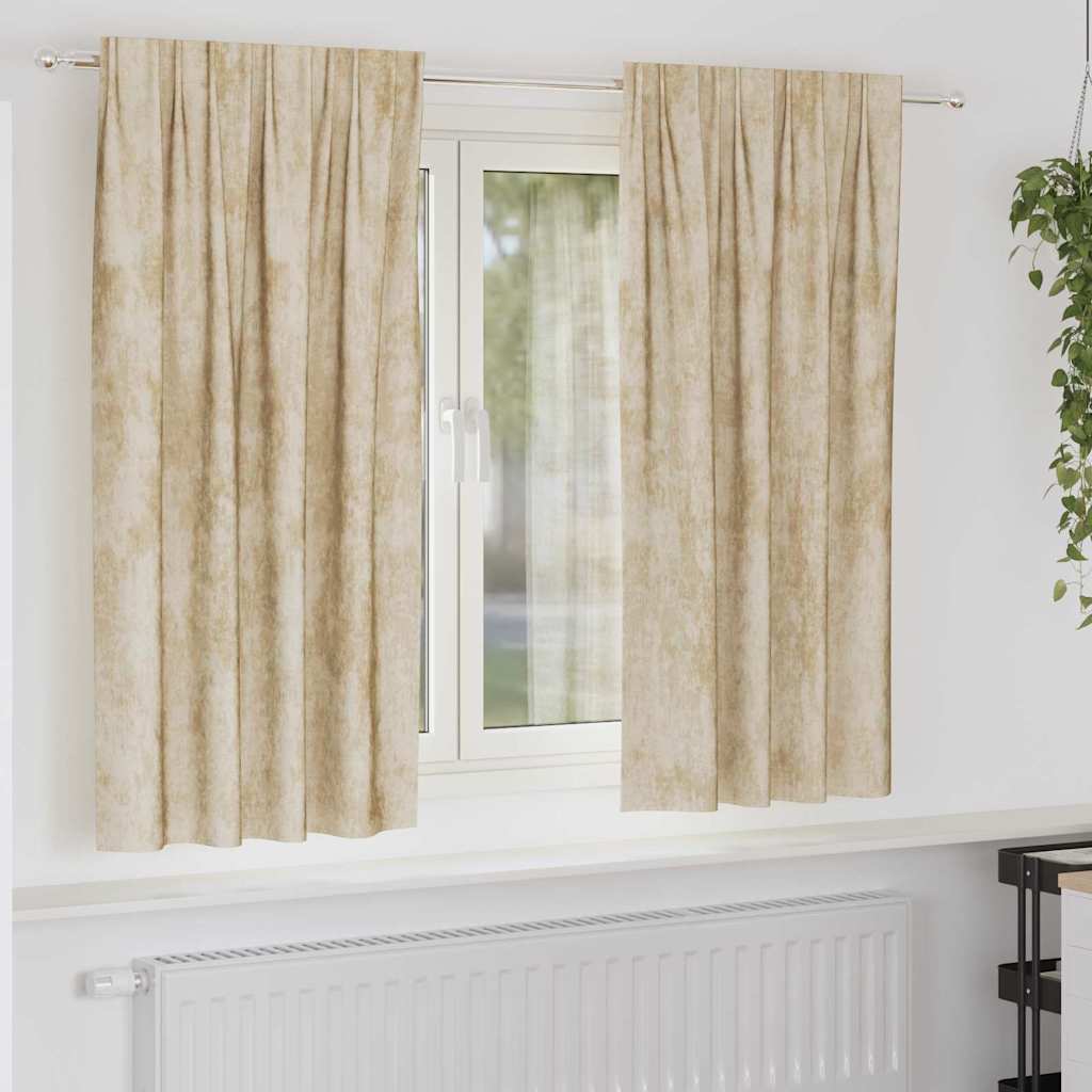 Velour Gardiner med gardiner 2 pcs Creme 175 x 140 cm Fløjl