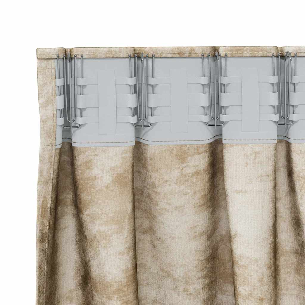 Velour Gardiner 2 stk. Creme 225 x 140 cm Fløjl