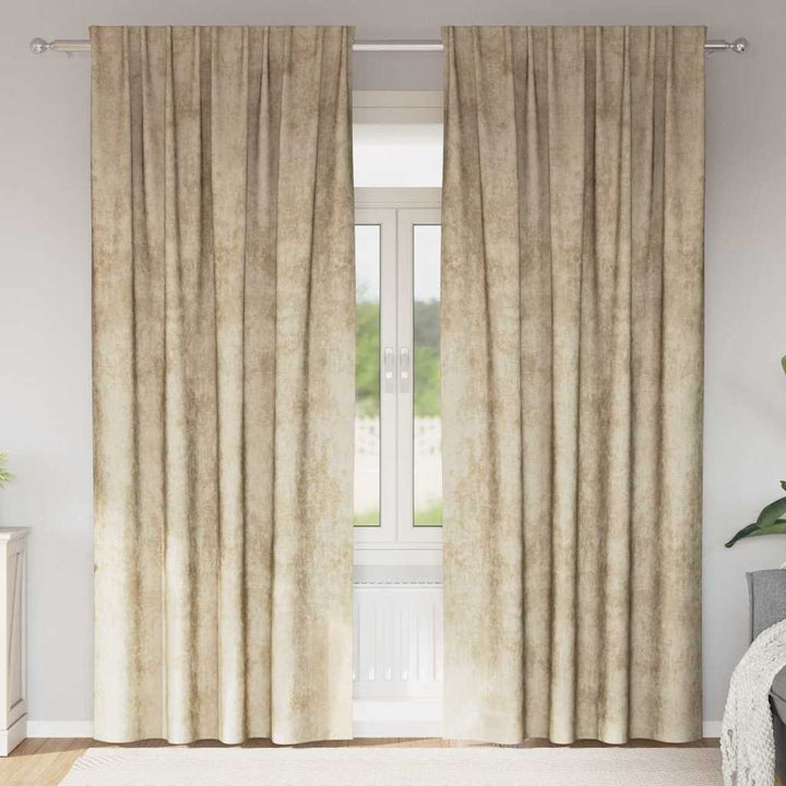 Velour Gardiner 2 stk. Creme 245 x 140 cm Fløjl