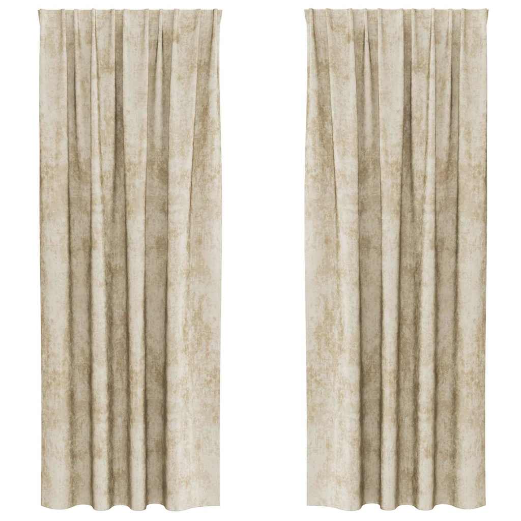 Velour Gardiner 2 stk. Creme 245 x 140 cm Fløjl