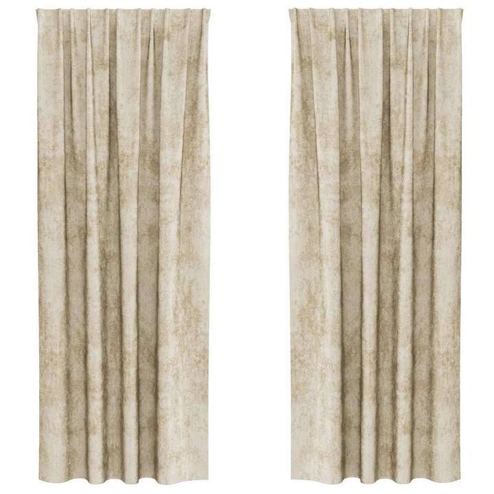 Velour Gardiner 2 stk. Creme 245 x 140 cm Fløjl