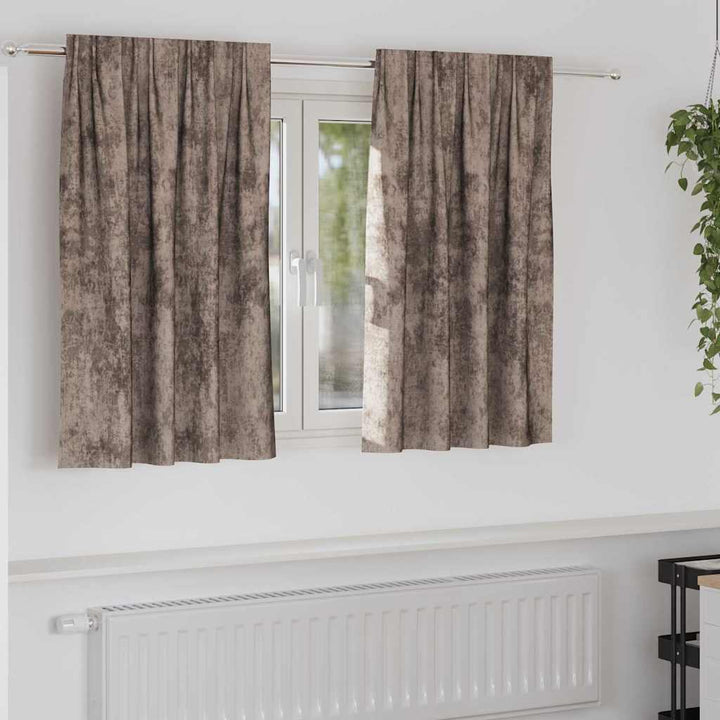 Velour Gardiner 2 stk. Cappuccino 140 x 140 cm Fløjl