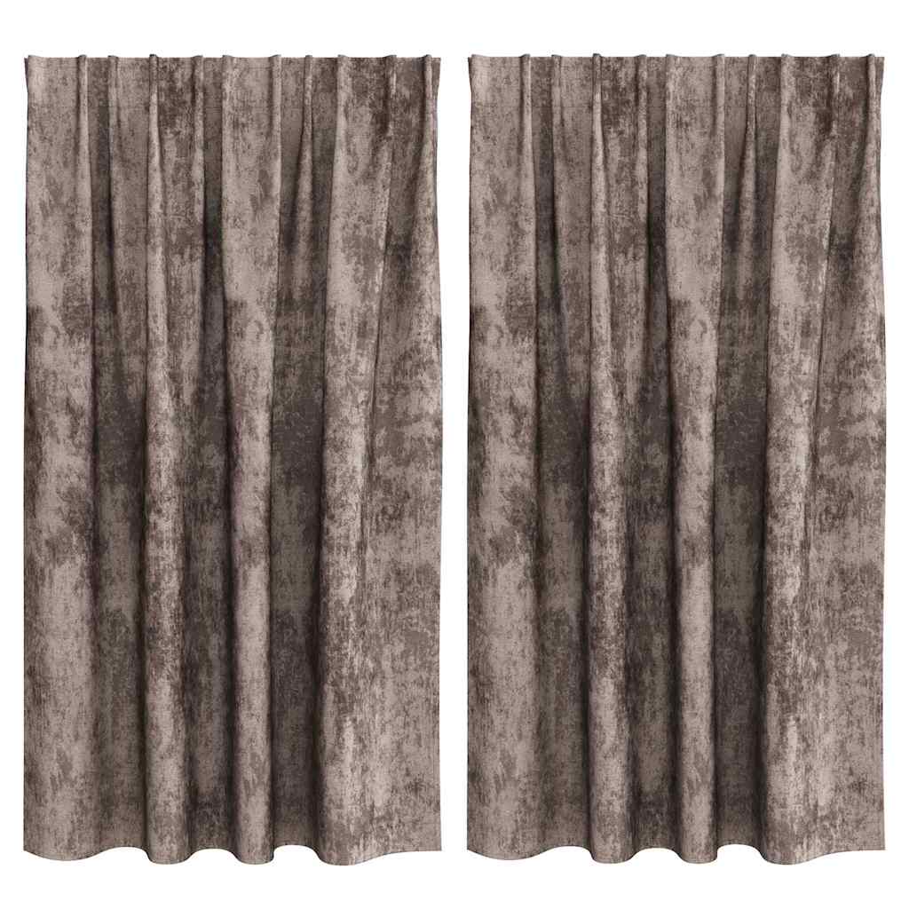 Velour Gardiner 2 stk. Cappuccino 140 x 140 cm Fløjl