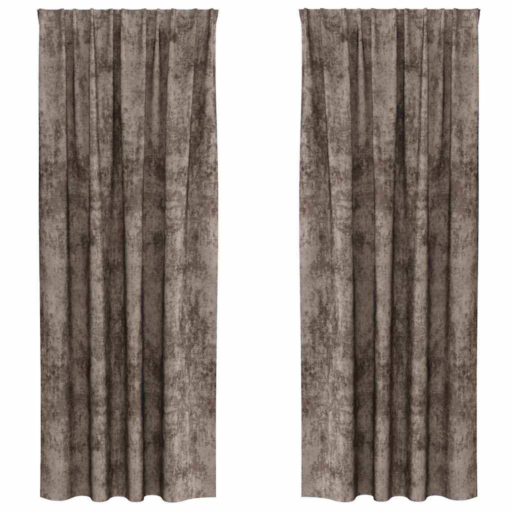 Velour Gardiner 2 stk. Cappuccino 225 x 140 cm Fløjl