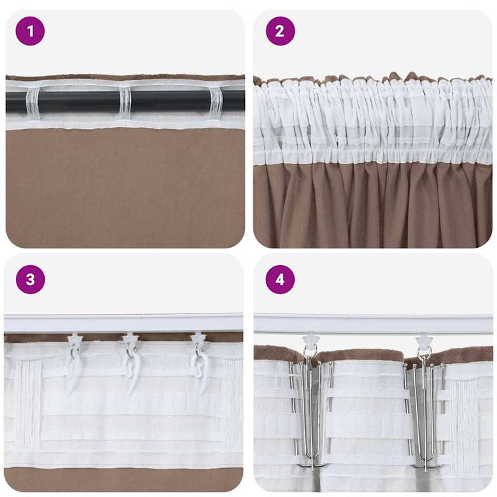 Velour Gardiner 2 stk. Cappuccino 245 x 140 cm Fløjl
