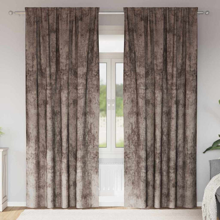 Velour Gardiner 2 stk. Cappuccino 245 x 140 cm Fløjl