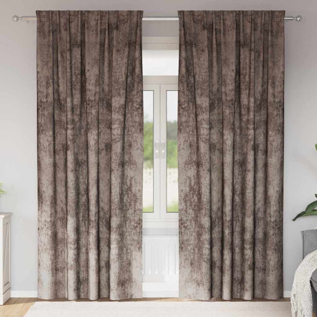 Velour Gardiner 2 stk. Cappuccino 260 x 140 cm Fløjl