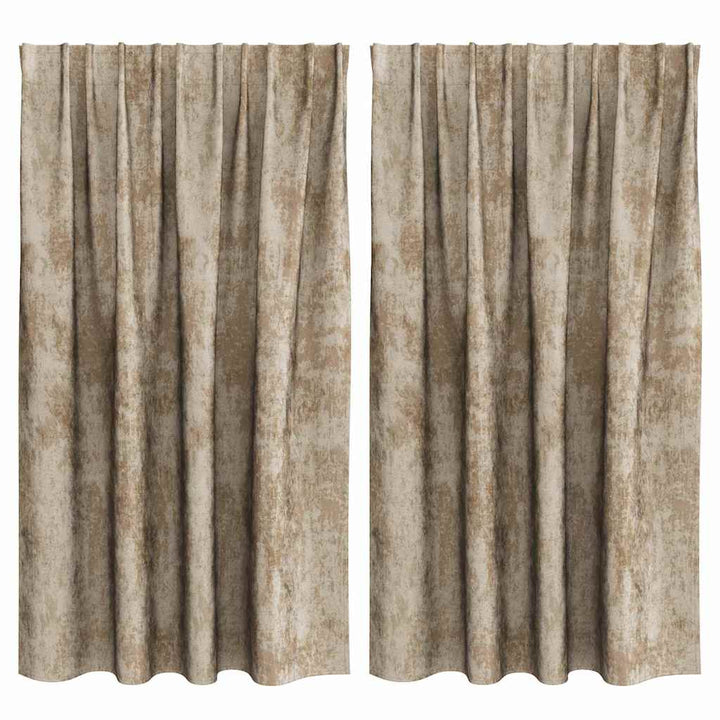 Velour Gardiner 2 stk. champagnefarvet 140 x 140 cm Fløjl