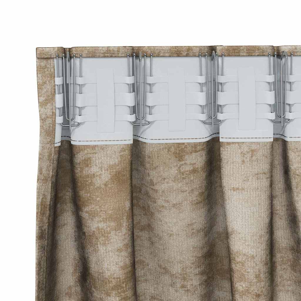 Velour Gardiner 2 stk. champagnefarvet 175 x 140 cm Fløjl