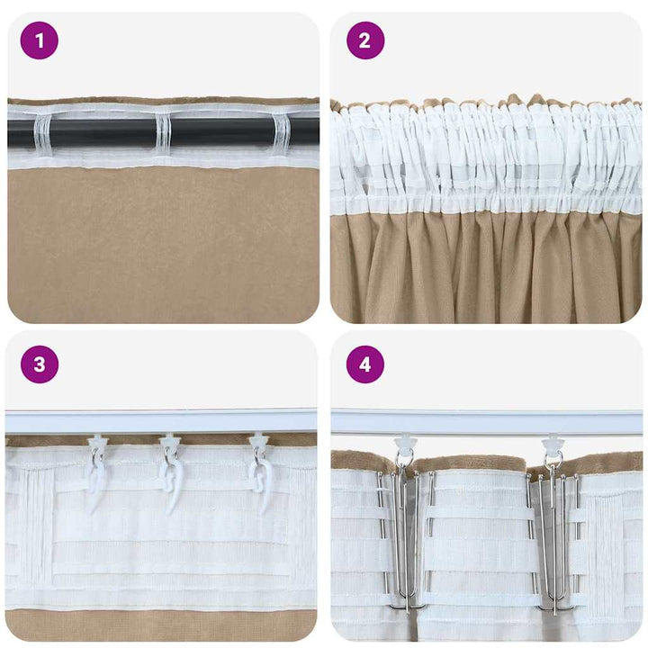 Velour Gardiner 2 stk. champagnefarvet 175 x 140 cm Fløjl