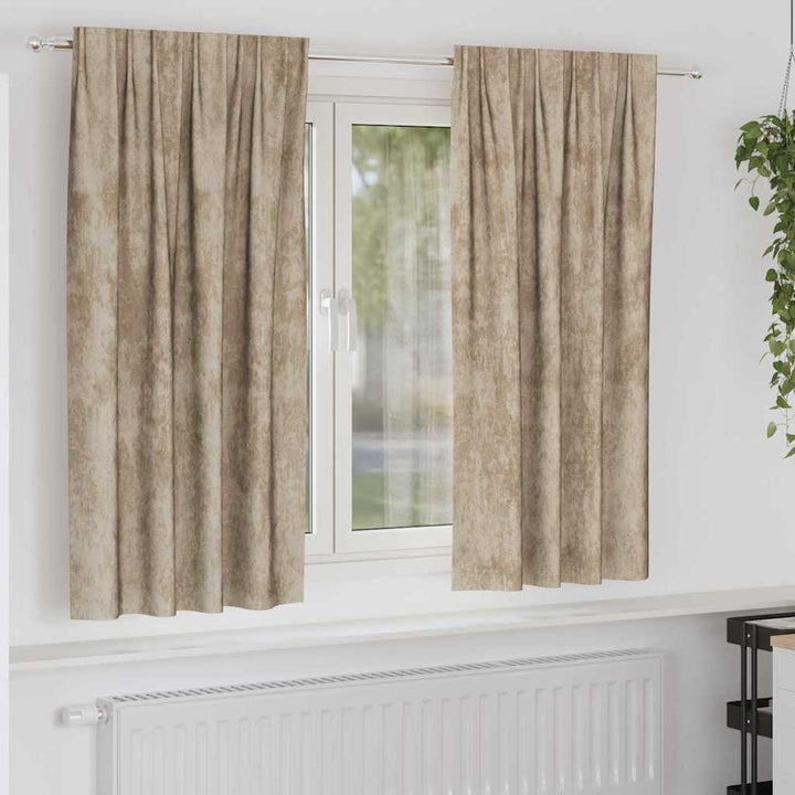 Velour Gardiner 2 stk. champagnefarvet 175 x 140 cm Fløjl