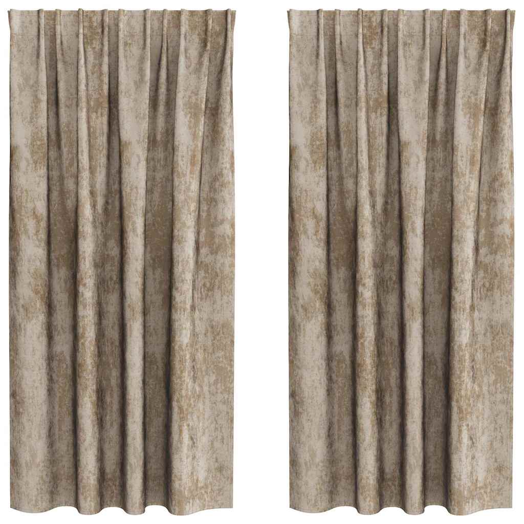 Velour Gardiner 2 stk. champagnefarvet 175 x 140 cm Fløjl