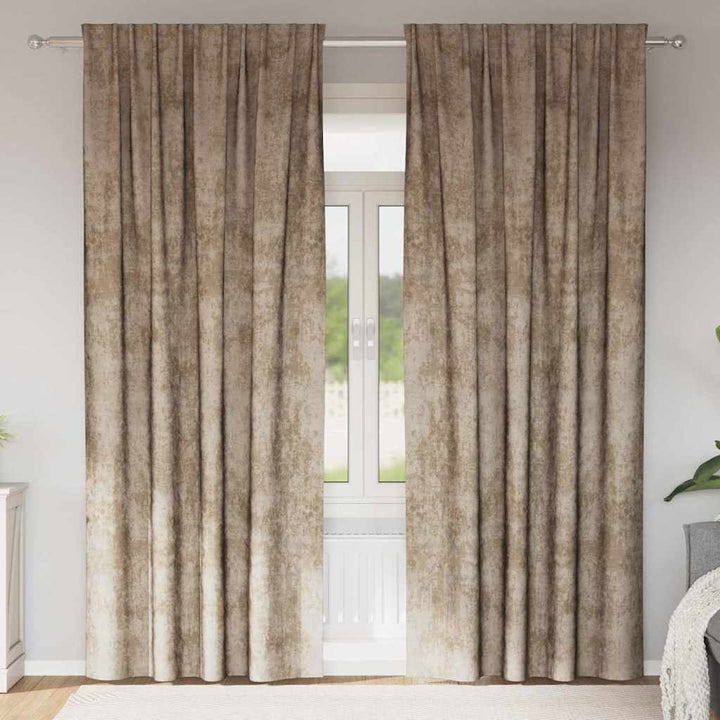 Velour Gardiner 2 stk. champagnefarvet 245 x 140 cm Fløjl