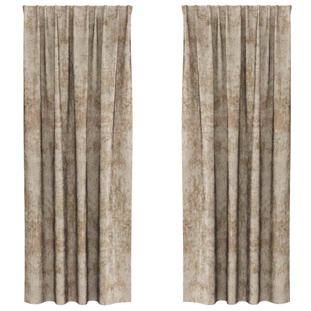 Velour Gardiner 2 stk. champagnefarvet 260 x 140 cm Fløjl