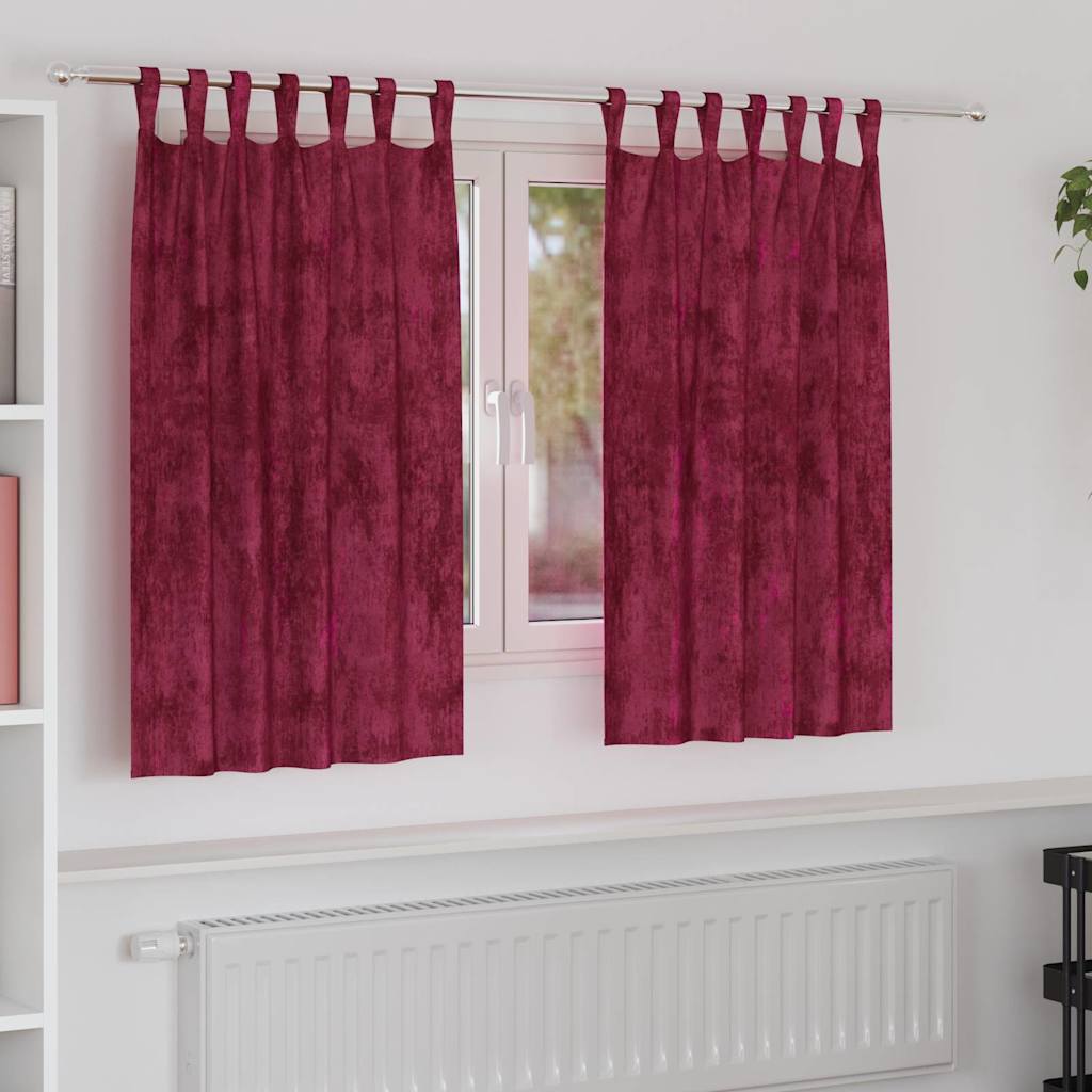 Velour Gardiner med gardiner 2 pcs Vinrød 140 x 140 cm Fløjl