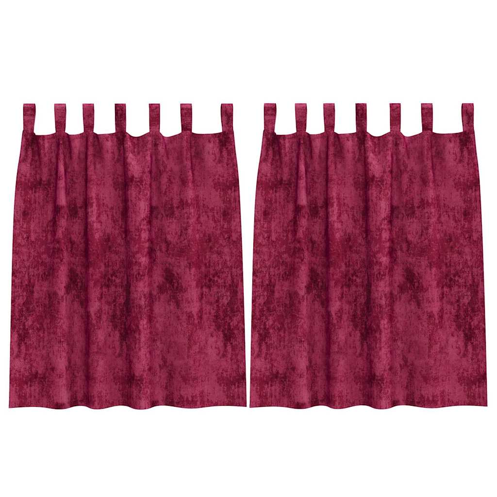 Velour Gardiner med gardiner 2 pcs Vinrød 140 x 140 cm Fløjl
