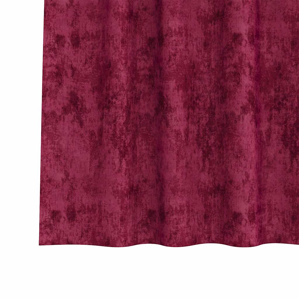 Velour Gardiner med gardiner 2 pcs Vinrød 175 x 140 cm Fløjl