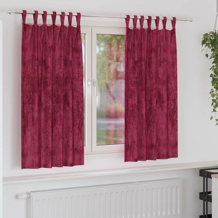 Velour Gardiner med gardiner 2 pcs Vinrød 175 x 140 cm Fløjl