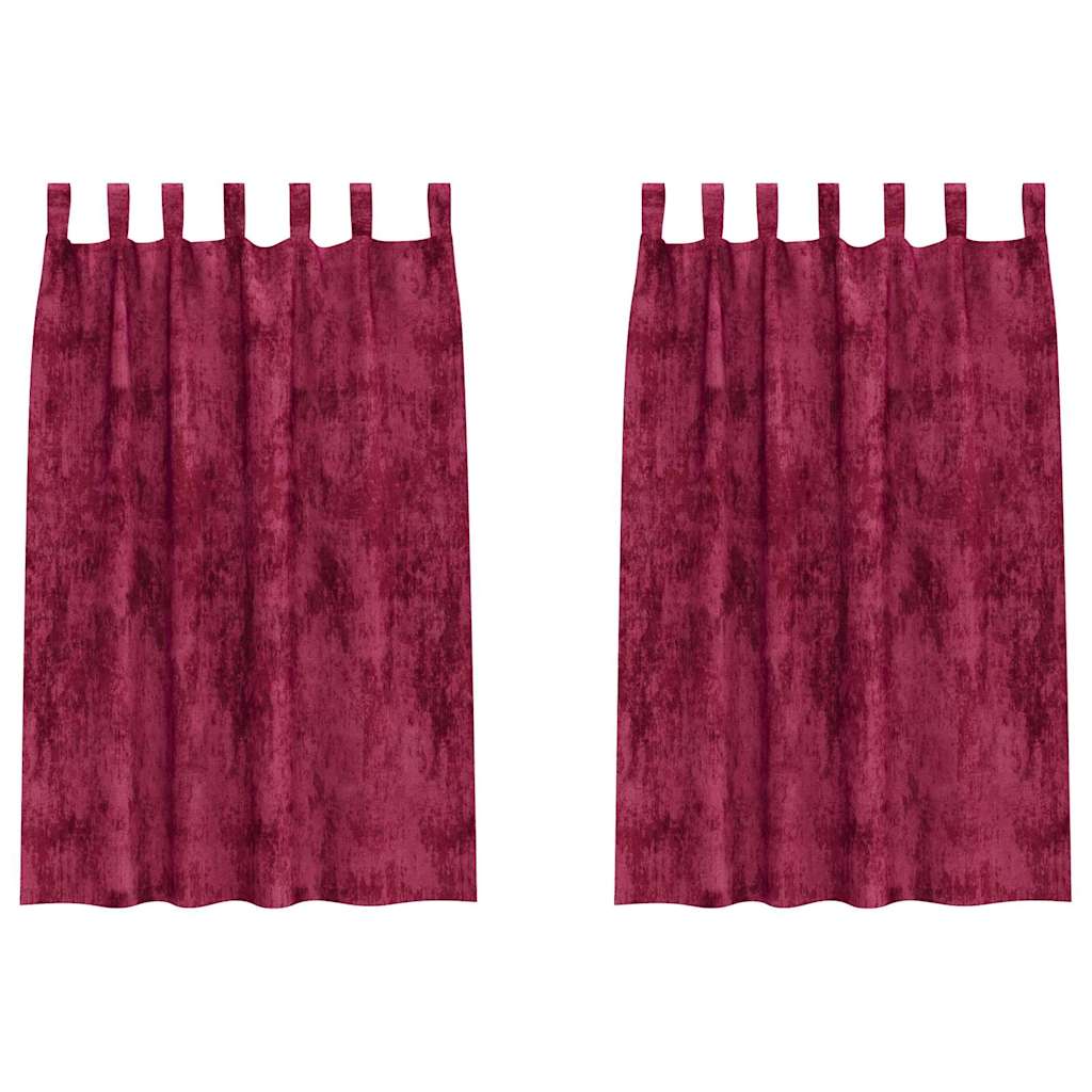 Velour Gardiner med gardiner 2 pcs Vinrød 175 x 140 cm Fløjl