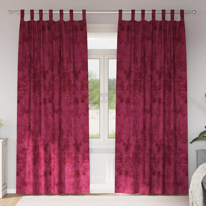 Velour Gardiner med gardiner 2 pcs Vinrød 225 x 140 cm Fløjl
