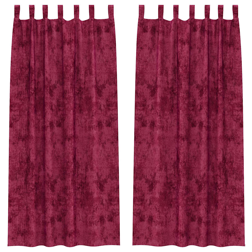 Velour Gardiner med gardiner 2 pcs Vinrød 225 x 140 cm Fløjl