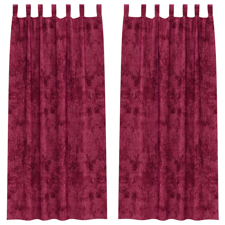 Velour Gardiner med gardiner 2 pcs Vinrød 225 x 140 cm Fløjl