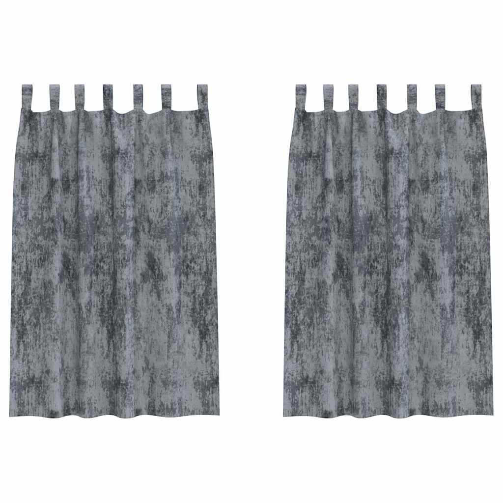 Velour Gardiner 2 stk. Sølvgrå 175 x 140 cm Fløjl