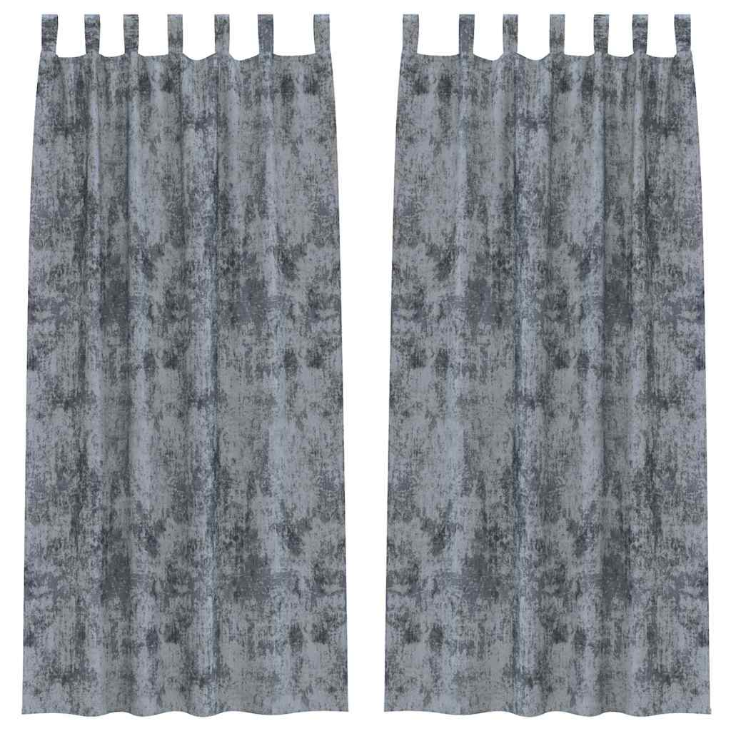Velour Gardiner med gardiner 2 pcs Sølvgrå 225 x 140 cm Fløjl