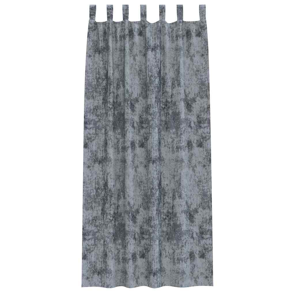 Velour Gardiner med gardiner 2 pcs Sølvgrå 225 x 140 cm Fløjl