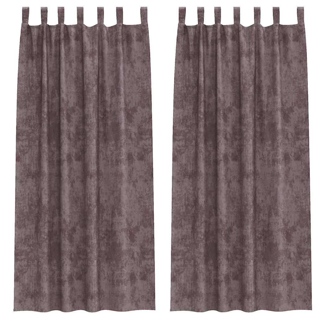 Velour Gardiner med gardiner 2 pcs Brun 260 x 140 cm Fløjl
