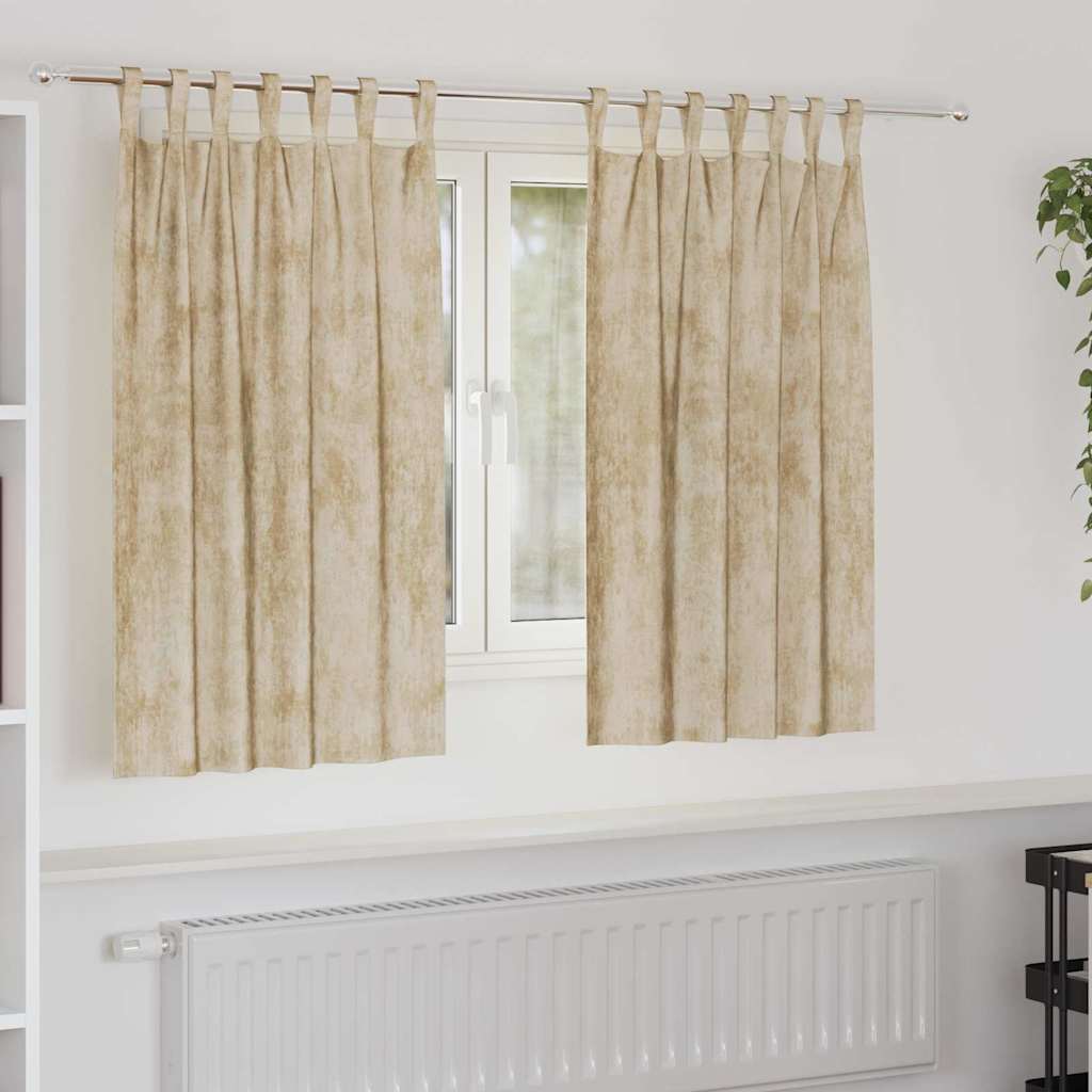 Velour Gardiner med gardiner 2 pcs Creme 140 x 140 cm Fløjl
