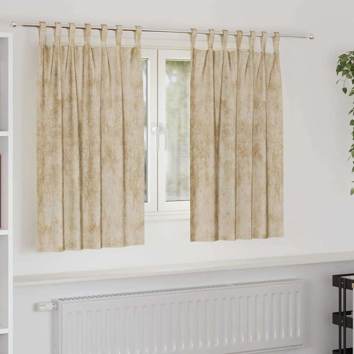 Velour Gardiner med gardiner 2 pcs Creme 140 x 140 cm Fløjl