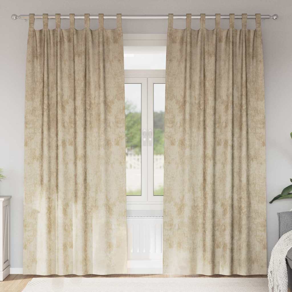 Velour Gardiner med gardiner 2 pcs Creme 245 x 140 cm Fløjl