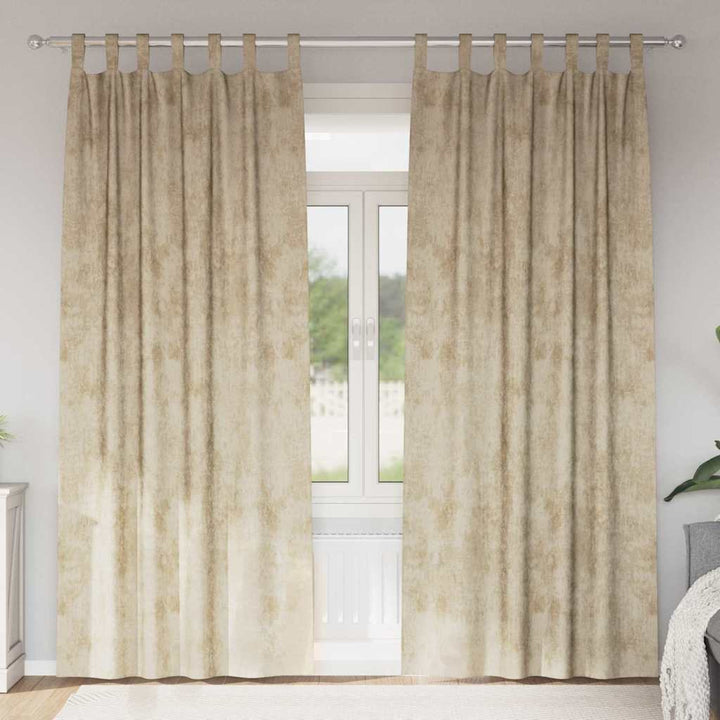 Velour Gardiner 2 stk. Creme 260 x 140 cm Fløjl