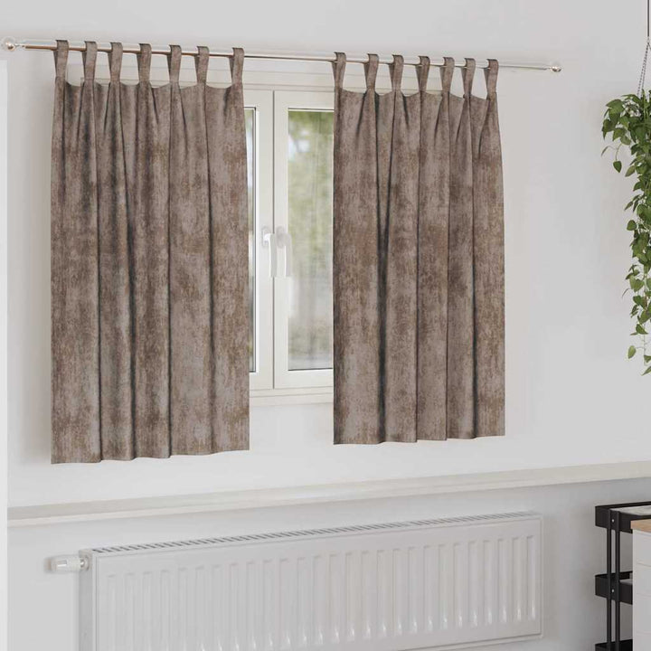Velour Gardiner 2 stk. Cappuccino 140 x 140 cm Fløjl
