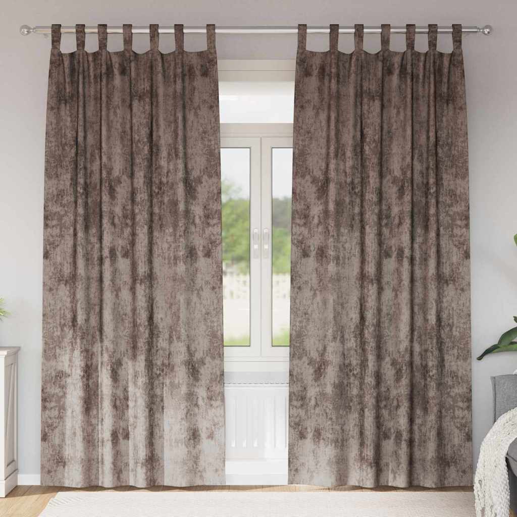 Velour Gardiner 2 stk. Cappuccino 225 x 140 cm Fløjl