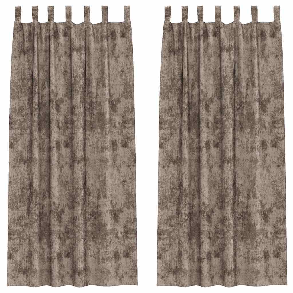 Velour Gardiner 2 stk. Cappuccino 225 x 140 cm Fløjl