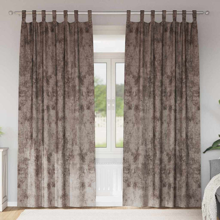 Velour Gardiner 2 stk. Cappuccino 260 x 140 cm Fløjl