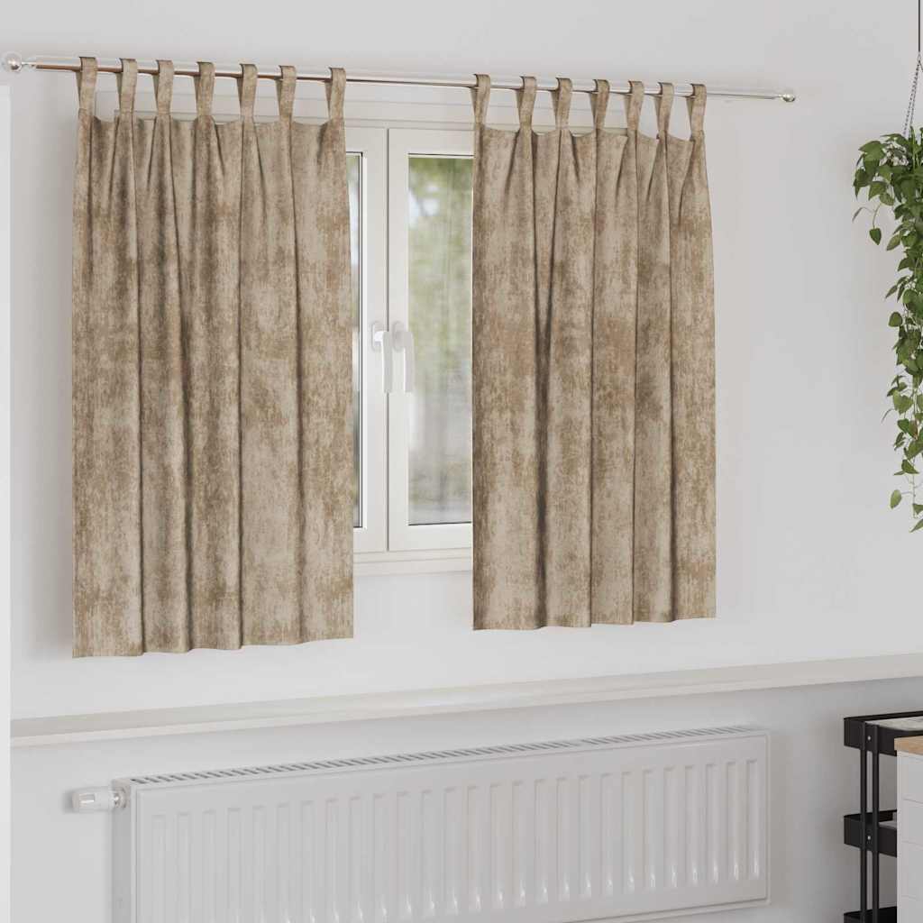 Velour Gardiner 2 stk. champagnefarvet 140 x 140 cm Fløjl