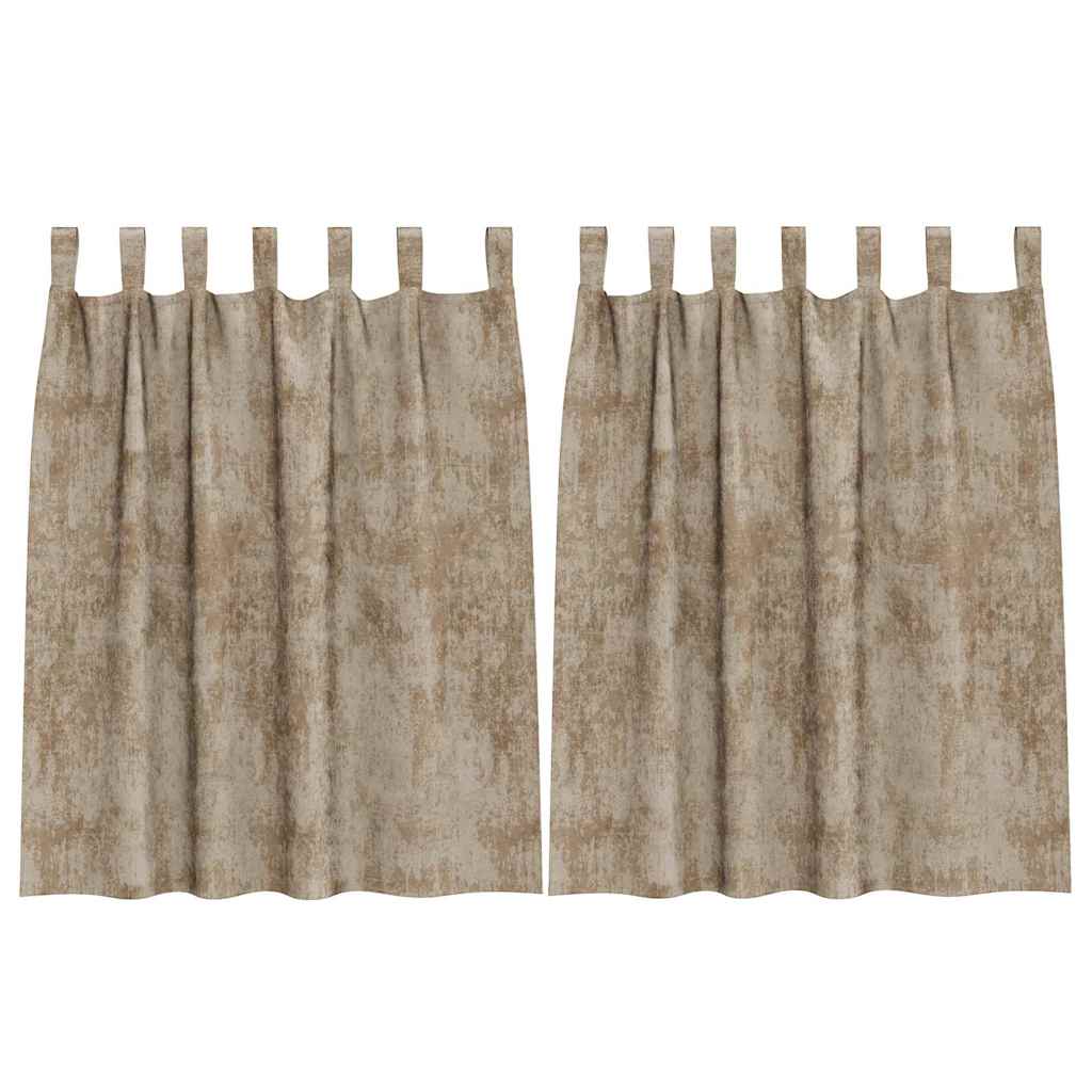 Velour Gardiner 2 stk. champagnefarvet 140 x 140 cm Fløjl