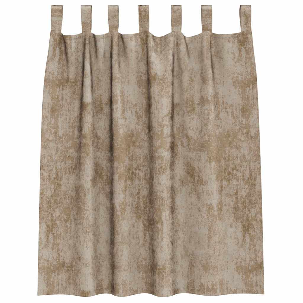 Velour Gardiner 2 stk. champagnefarvet 140 x 140 cm Fløjl