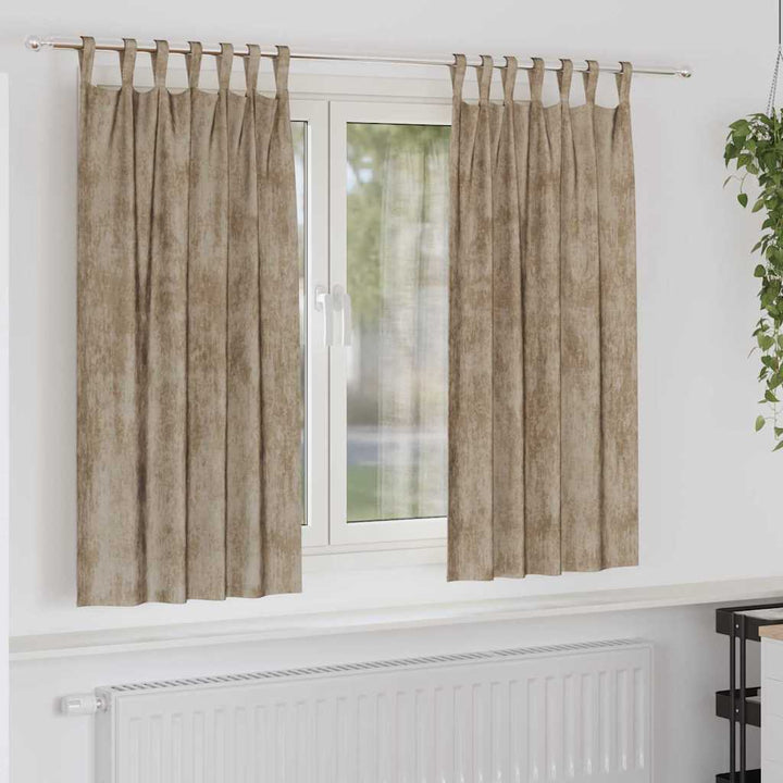 Velour Gardiner 2 stk. champagnefarvet 175 x 140 cm Fløjl