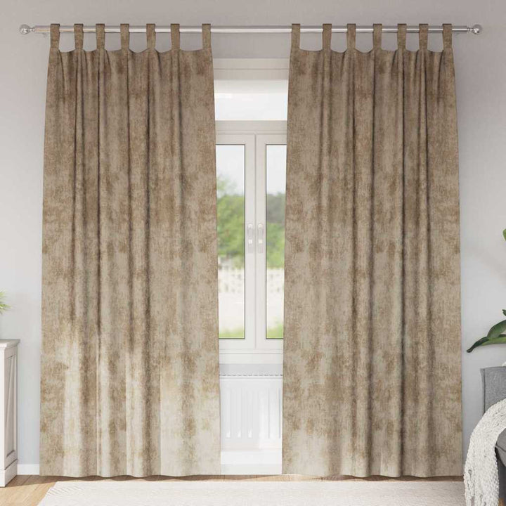 Velour Gardiner 2 pcs champagnefarvet 260 x 140 cm Fløjl