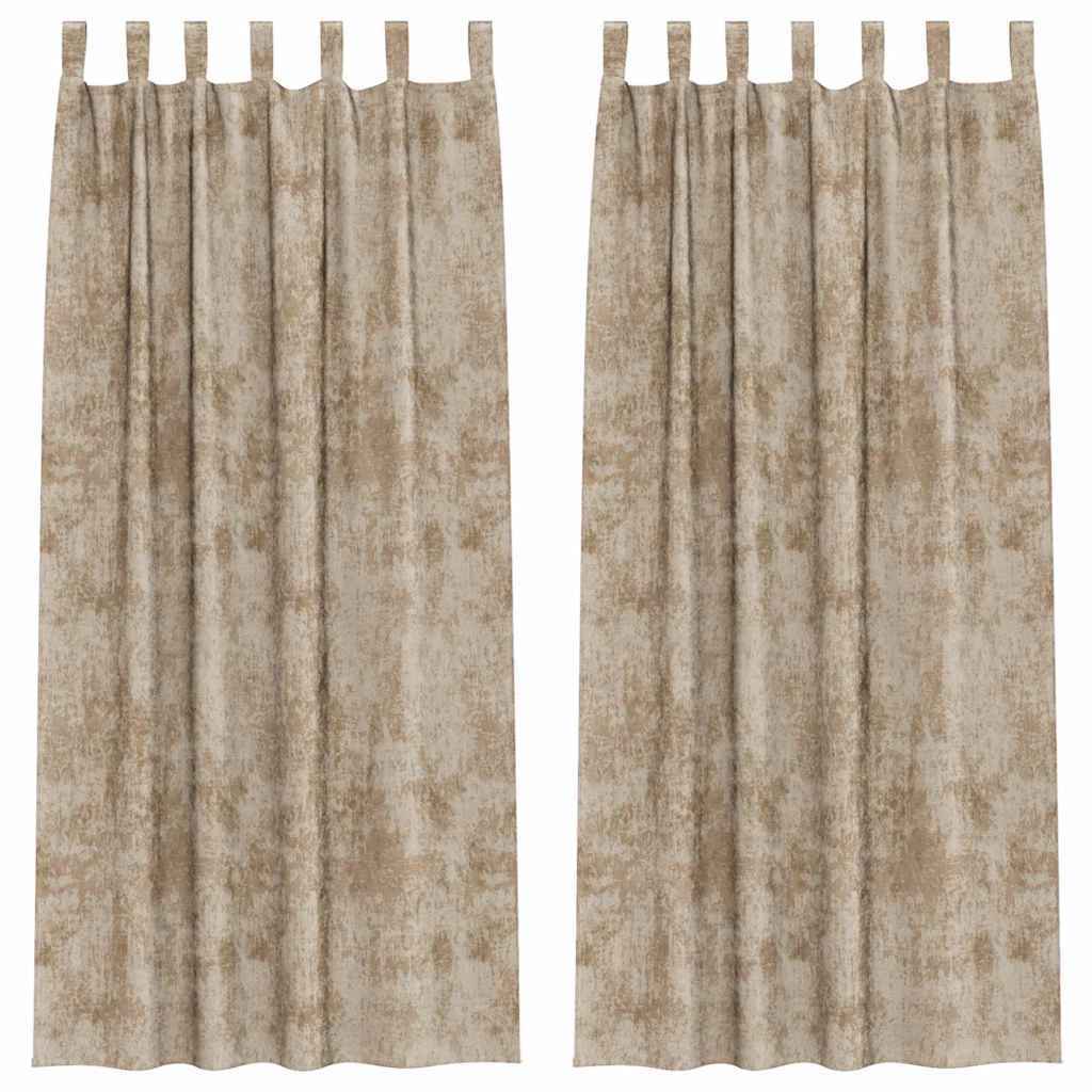 Velour Gardiner 2 pcs champagnefarvet 260 x 140 cm Fløjl
