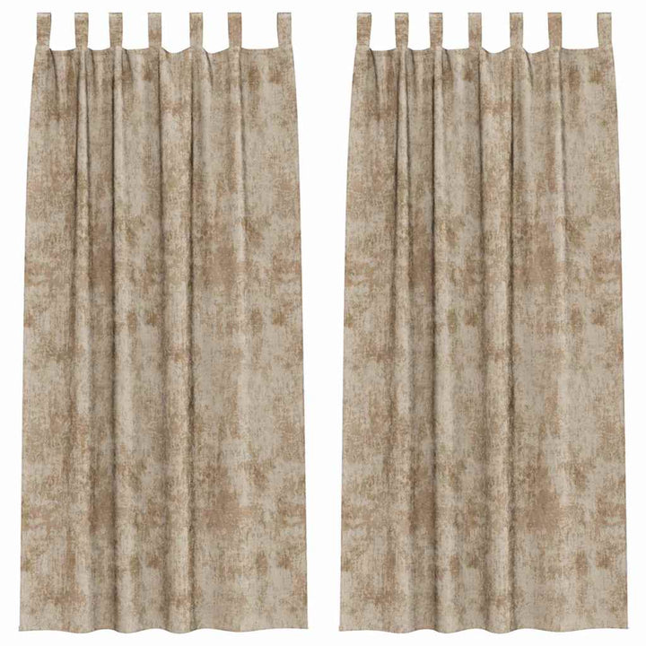 Velour Gardiner 2 pcs champagnefarvet 260 x 140 cm Fløjl