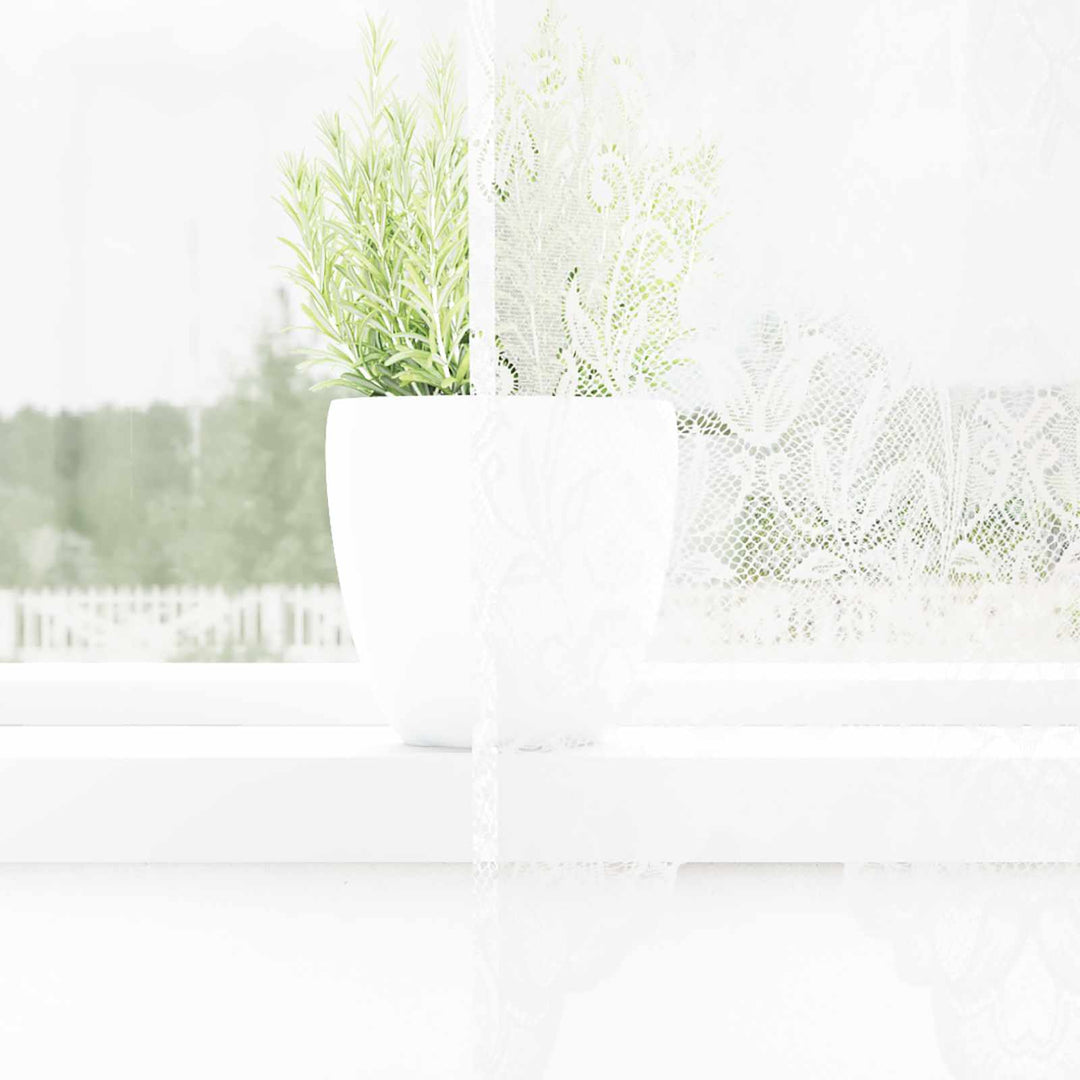 Lace Gardin med gardiner Blomstret Hvid 220 x 300 cm Polyester