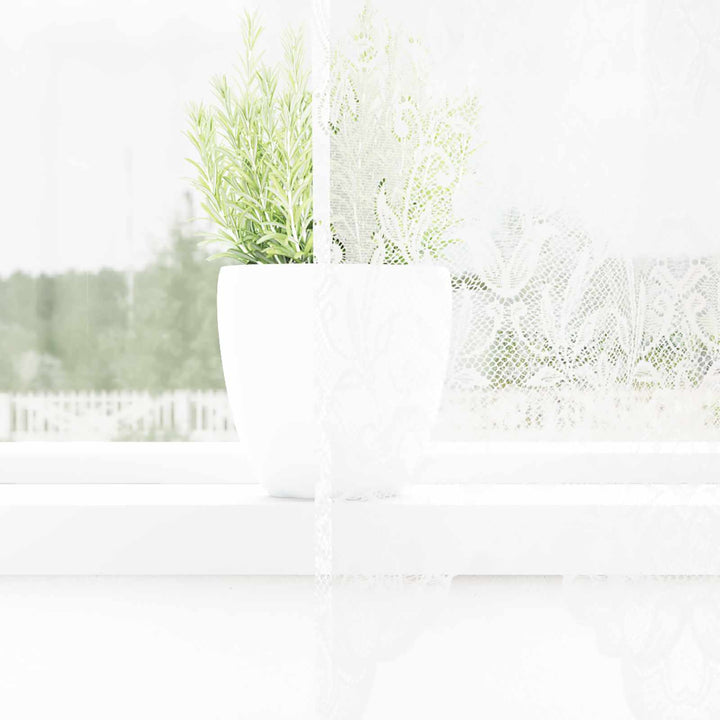 Lace Gardin med gardiner Blomstret Hvid 220 x 300 cm Polyester